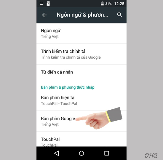 Chọn bàn phím Google
